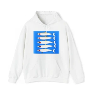 Unisex Mens Hoodie Sardine Sweater Warm Soft Gift Unique Original Design Art - Picture 1 of 28