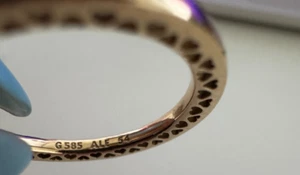 Pandora 14ct Yellow Gold Heart Love Ring, Brand New - Discontinued - Picture 1 of 4