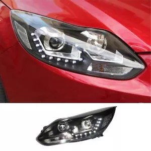 2PC Headlight Assembly LED HID Driving Lights DRL Refit For Ford Focus 2012-2014 - Picture 1 of 11