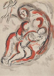 Marc CHAGALL : La Bible, Agar en mère protectrice, Lithographie originale - Imagen 1 de 7