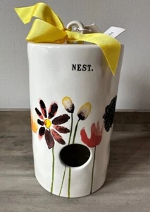 Rae Dunn mehrfarbiger Blumenmuster Aquarell Zylinder Log Keramik Vogelhaus HTF 2019 - Bild 1 von 1