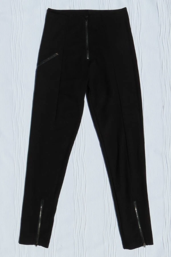 PRARIE UNDERGROUND Black Ponte Visible Zip High Rise Skinny Ankle Pants US M 6 8 - Image 1 of 4