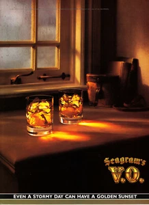SEAGRAM'S V.O. WHISKY AD #13 RARE 1989 "EVEN A STORMY DAY CAN HAVE A GOLDEN SUN" - Picture 1 of 1