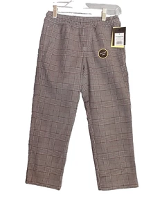 Art Class Girls Pants Size 6 Tan Black Plaid Side Pull on Reinforced Knee - Picture 1 of 8