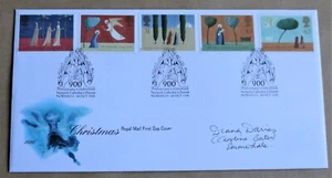 CHRISTMAS 1996 ROYAL MAIL FDC SIGNED BY ACTRESS DIANA DAVIES - Picture 1 of 2