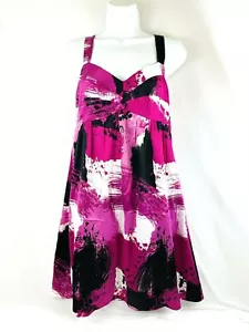 THE LIMITED Size 2 Pink Black Satin Dress Empire Waist Sun Dress Babydoll - Picture 1 of 7