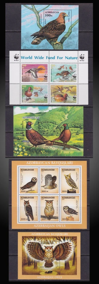 1994-2001 AZERBAIYÁN AVES RAPACES AQUILA PATOS FAISANES BÚHOS WWF NUNCA BISAGRAS Foto 1 de 1