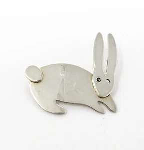 NYJEWEL Mexico Anne Harvey 925 Sterling Silver Rabbit Pin Brooch 35 x 32mm - Picture 1 of 4