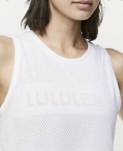 LULULEMON Size 8 White Cropped Breeze By Muscle Tank Top