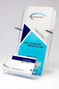 Flyerständer,Prospektständer mit Visitenkartenfach für DIN LANG und 1/3 A4 - Bild 1 von 4