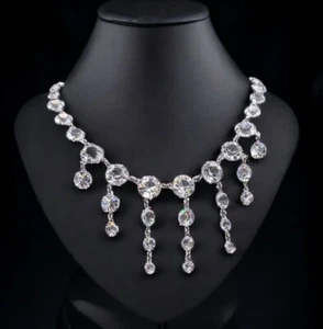 Vtg CHRISTIAN DIOR John Galliano Swarovski Crystal Drippy Dangle Bib Necklace - Picture 1 of 10