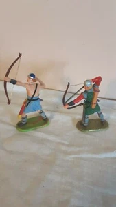 Elastolin 70 mm Pair of Norman Archers, Two Poses - Picture 1 of 2