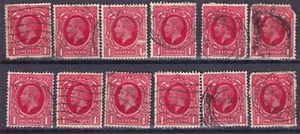 GREAT BRITAIN - 1902/10 KING EDWARD V11 - ONE PENNY - SG219? - 12 USED STAMPS - Picture 1 of 1