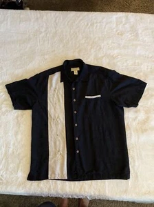 Boca Classic Island Wear Men's XL 100% Silk Cream and Black Colored Palm Trees - Picture 1 of 12