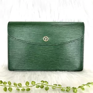 LOUIS VUITTON Epi Montaigne 23 Clutch Bag Green M52664 LV Auth - Picture 1 of 20