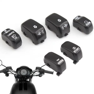 6PCS Black Hand Control Switch Cap Ignition Button Cover For Harley Sportster883 - Picture 1 of 12