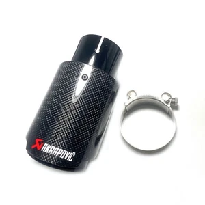 1PCS Glossy Black Carbon Fiber AKRAPOVIC Exhaust Tip 3''/3.5''/4''/4.5''Tailpipe - Imagen 1 de 11