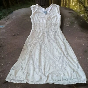 Abito Coniglio Coniglio Coniglio Vintage Bianco Pizzo Tg 4 Elasticizzato Cottagecore - Foto 1 di 5