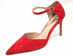 Ann Taylor Women`s Jubilee Red Ankle Strap Suede Pumps Heels Shoes size 6M - Picture 1 of 5