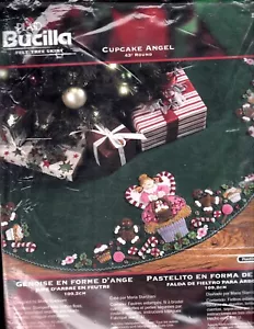 Christmas Tree Felt Skirt Kit Cupcake Angel Bucilla 86243 43 in round - Picture 1 of 4