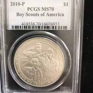 2010-P BOY SCOUTS OF AMERICA PCGS MS70 OWNERS PRIVATE COLLECTION *FREE SHIPPING* - Picture 1 of 6