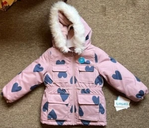 Carter's Girls Winter Coat - Heart Print - Size 4 -New with Tags - Picture 1 of 4