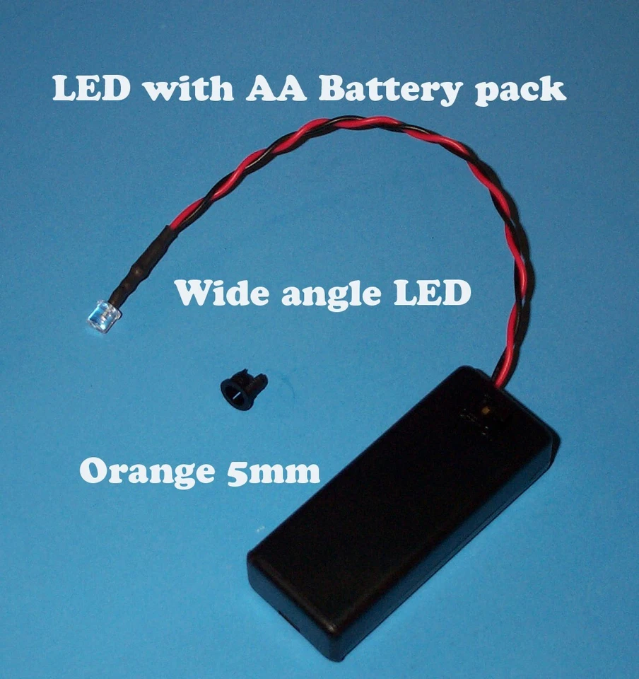 5mm LED + AA BATTERY PACK & SWITCH ORANGE WIDE ANGLE (Halloween) - Image 1 of 1