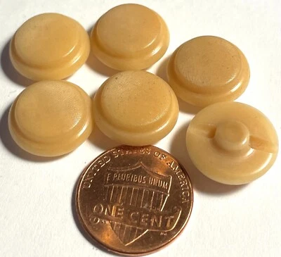 Set of 6 Vintage Domed Yellowish Beige Plastic Buttons Almost 5/8" 15mm 14855 - Image 1 of 2