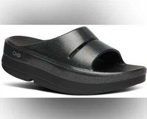 OOFOS Damen OOmega Ooahh Stacked Slipper | 6 | Neu im Karton | Schwarz Glitzer Plateau - Bild 1 von 9