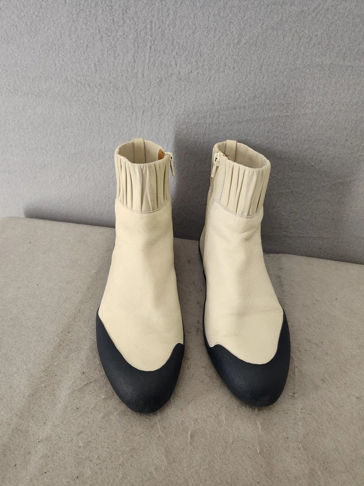 Botas Coclico Mujer 39 Cuero Negro Crema Cremallera al Tobillo Acanaladas Hechas Ecológicas España US8 Foto 1 de 4