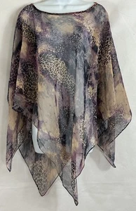 NWTs AVENUE One Size Multicolor Watercolor Animal Sheer Poncho Style Tunic Top - Picture 1 of 18