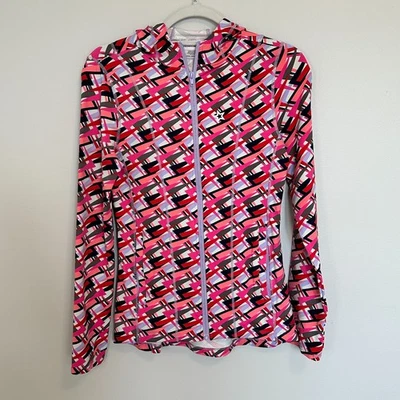 American Girl Kids Feeling Fierce Jacket Size Large Geometric Zip Front Hooded - Image 1 of 4