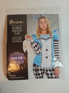 Storybook Dark Alice In Wonderland Long Sleeve Shirt Top Halloween Costume S/M - Picture 1 of 2