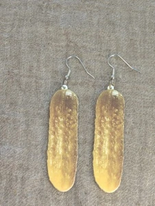 Realistic Gherkin Drop Earrings 3.5 Inch Pickle Lover Gift Vegetable Food... - Picture 1 of 4