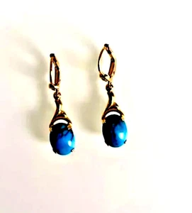 333 Gold Topmodische Damen Ohrringe Brisur Tropfen echter Türkis 9x7,5mm - Bild 1 von 4