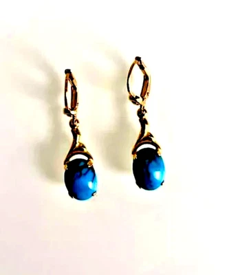 333 Gold Topmodische Damen Ohrringe Brisur Tropfen echter Türkis 9x7,5mm - Bild 1 von 4