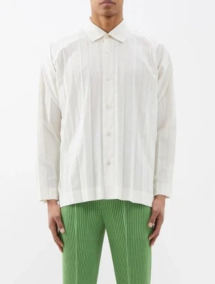 CAMISA PLISSADA HOMME PLISSE ISSEY MIYAKE USADA, TAMANHO G, BRANCA BOA - Imagem 1 de 4