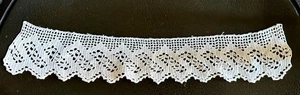 VTG Handmade /Hand Crochet Lace Trim W/ Scallop Edge 15-1/2" L  x  2-1/2" Wide - Picture 1 of 4