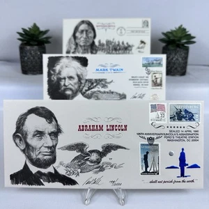 American Giants (RARE MINT) SIGNED Paul Calle - Lincoln, Twain, Bull | 3 Set FDC - Picture 1 of 5