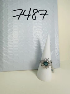 NWT Bomb Party Sz8 BP Ring Fashion Jewelry RBP Snowflake Blue Hexagon Rhodium Pl - Picture 1 of 8