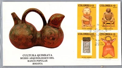 COLOMBIA POSTAL CACHET FDC COVER COMM CULTURA QUIMBAYA ARCHEOLOGY MUSEUM SET - Image 1 of 2