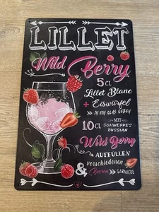 Vintage Metallschild 20x30cm Lillet Wild Berry Deko Bar Cocktail Dekoration - Bild 1 von 1