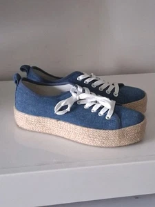Primark Denim Trainers Shoes Size 5 Vgc - Picture 1 of 4