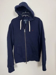 Polo Ralph Lauren Hoodie Herren Medium Navy Double Zip Sweatshirt Waffel Vintage - Bild 1 von 11