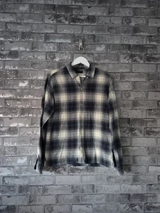 AllSaints Haysville Check Shirt Mens M Black Grey Plaid Long Sleeve Cotton - Picture 1 of 6