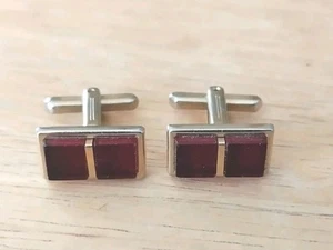 Gemelos Vintage Centro Hickok Correas Rojo Lucite  - Imagen 1 de 8