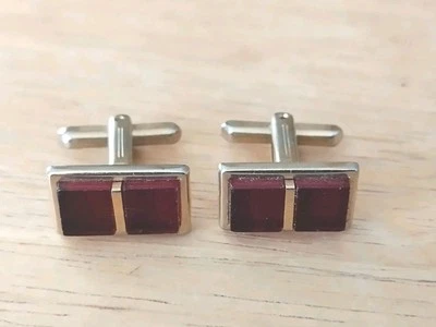 Cufflinks Vintage Center Hickok Strapped Red Lucite  - Image 1 of 4