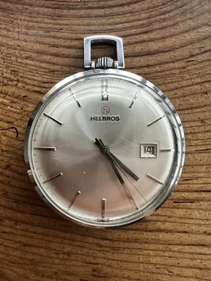 Helbros 17J Men's Silver Winding Pocket Watch – Tested and Running - Image 1 of 4