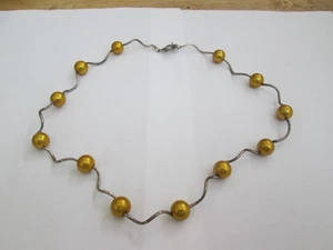 CORD NECKLACE WITH RED AND SILVER  COLOURED BEADS / BARS - Picture 1 of 3