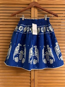 ZARA 13-14 Girls BIRD PRINT SKIRT BLUE/2903/721 - Picture 1 of 6